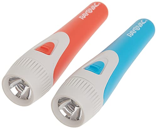 Rayovac LED Flashlight 2 Pack, Comfort Grip Flash Light Set with Batteries Included - Perfect for Power Outages, Emergency Situations, Camping, Hiking, Dog Walking, Blue & Orange (2 Pack) Rayovac LED Flashlight 2 Pack, Comfort Grip Flash Light Set with Batteries Included - Perfect for Power Outages, Emergency Situations, Camping, Hiking, Dog Walking, Blue & Orange (2 Pack)