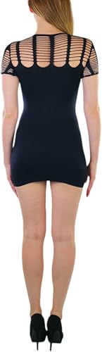 Image of ToBeInStyle Women's Stretch See Through Fishnet Novelty Mini Rave Party Dress