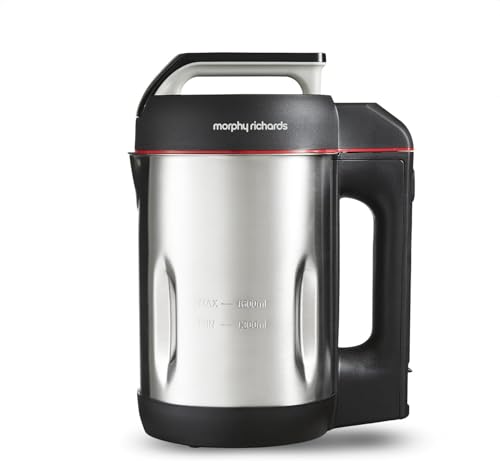 Morphy Richards 1.6L Sauté & Soup Maker, 4 Settings, Pause Function, LED Control Panel, Non-Stick Coated Jug, Detachable Power Cord, Stainless Steel, 501014, Black