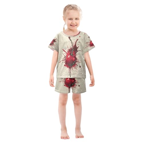 senya Short Sleeve Pajamas Sets Summer Cotton Sleepwear Graffiti Style Cherry3