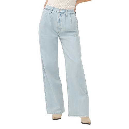 Silver Jeans Co. Women's High Rise Pleated Trouser Leg Jeans
