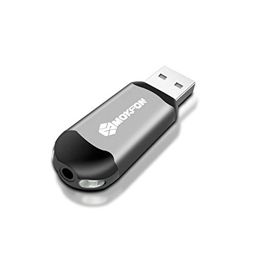 MOKFON External Sound Cards USB to 3.5mm Intelligence Audio Adapter with 3.5mm Speaker
