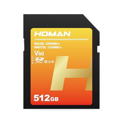 Image of Homan UHS-II SD Card (V60) 512GB fit for Any Environmental Temperature from -10 Degree to 70 Degree Celsius with 5 Year Warranty & Recovery