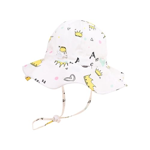 Image of Bold N Elegant Cartoon Print Kids Cotton Sun Hat with Adjustable Chin Strap, Beach Cap Fishing Hat for Boys and Girls