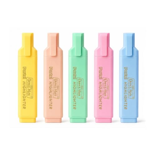 Image of Soni Officemate Pastel Highlighters | 5 Smoothing Shades Hilighter Pouch Pack | Flexible Line Width | Quick Drying & Smudge Proof Pastel Ink | Non-Toxic | Safe for Children's | Chisel Tip | Pack of 1