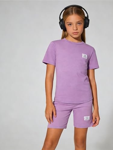 Image of Tween Girls Clothes Summer Short Sleeve T-Shirt and Shorts Set Casual Two Pieces Outfit Size 8 13