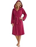 Morgenstern Bademantel Damen mit Kapuze 100% Baumwolle Frottee OEKO-TEX® Morgenmantel Marina Fuchsia Gr. L