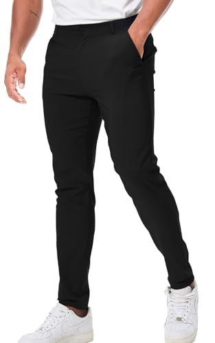 Men's Chino Casual Pants Slim Fit Skinny Tapered Cotton Dress Pants Stretch Jogger Golf Sweatpants with Pockets