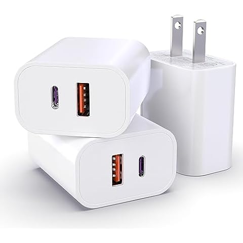 USB C Block, for iPhone Charger Block, 20W Dual Port PD+QC, Power Wall USB Adapter, Fast Type C Charging Plug for iPhone 16/15/14/13/12/11/Pro Max/XS/XR/X, Samsung Galaxy, LG and More-3Pack Cover