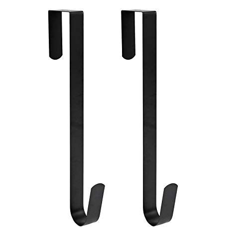 Sattiyrch 15" Wreath Hanger for Front Door,Sturdy Steel Wreath Door Hanger,Over The Door Hanger Hook (Black,2)