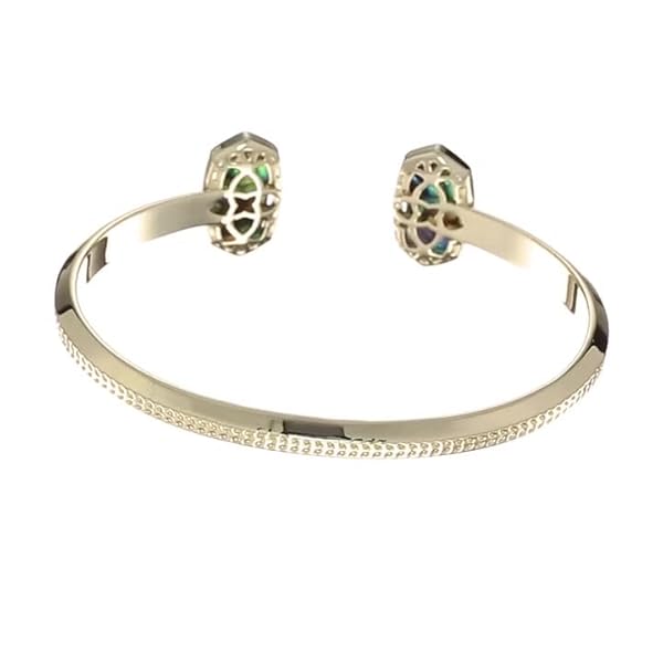 Kendra Scott Elton Cuff Bracelet for Women, Fashion Jewelry, 14k Gold-Plated, Black Opaque Glass