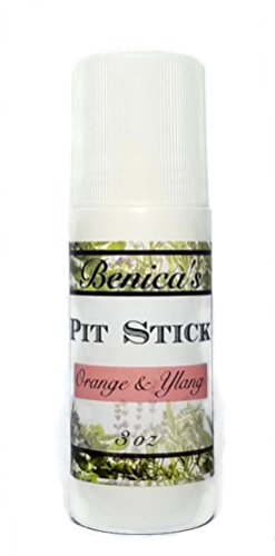Benica's Pit Stick All Natural Roll-on Deodorant - Organic Non-GMO Shea Butter - No Aluminum - No Parabens - 3 oz (Orange & Ylang)