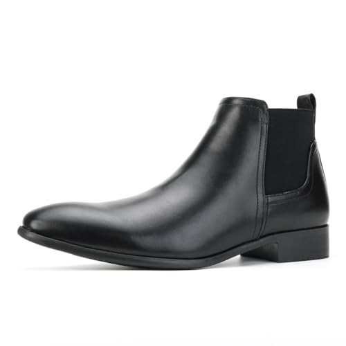 Men's Classic Leather Chelsea Ankle Boots Pointed Toe Slip-On Chukka Boots Fashion Low Heel Business Casual Dress Shoes2
