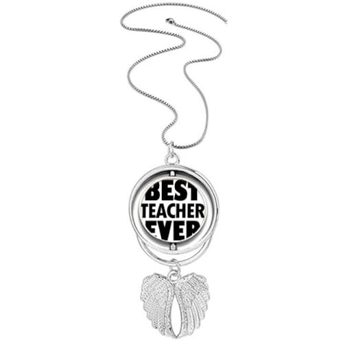Collier ailes d'ange Best Teacher Ever pendentif gravé bijoux enseignante