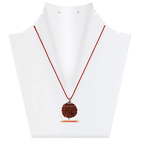 ASTRODIDI 5 Mukhi Rudraksha Original Certified Silver Plated Pendant | Natural Nepali Five Face Rudraksh Bead | Astrological Benefits | Unisex Design for Men & Women