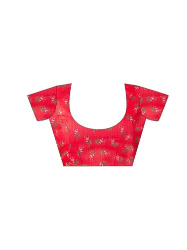 Image of Satrani Women's Chanderi Cotton Printed Ready To Wear One Minute Pre Pleated Readymade Saree with Unstitched Blouse Piece