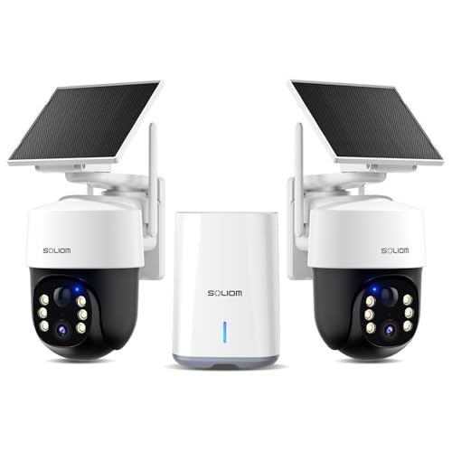 SOLIOM Security Cameras Wireless Outdoor 4K Ultra HD for Day and Night No Subscription Built in Radar Solar Powered Cameras for Home Security 360 Pan Tilt Auto Tracking 5G & 2.4G WiFi 2-Cam Kit
