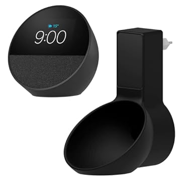 Suporte De Tomada Compatível Amazon Echo Spot Alexa Parede (Preto)