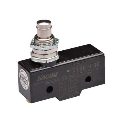 Z15G-03B, Limit Switch, 49.2x24.2x17.45mm Plastic (Phenol) Body, 1 NO & NC w/snap Action, Panel mounting Push Plunger Actuator