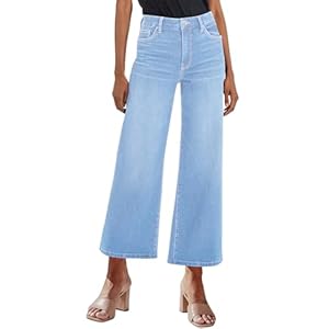 Genleck Women’s Wide Leg Jeans – Trendy Cropped Loose Jeans High Waisted Stretchy Capri Denim Pants Baggy Trousers 2024