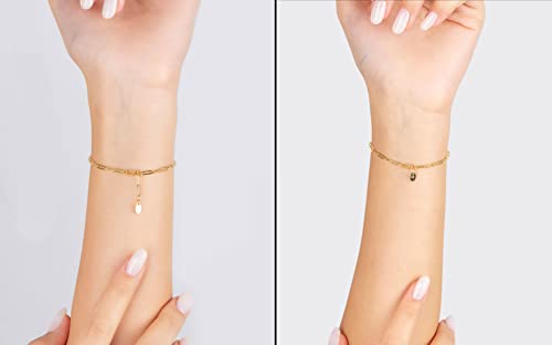 Jewelry Atelier Gold Filled Bracelet Collection – 14K Yellow Gold Filled Dangle/Pendant Bracelet with Solid Clip Chain for Women (Different Sizes and Styles with Extension/Adjustable Chain)4