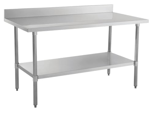 Image of Kratos 16-Gauge Stainless Steel Worktable with Undershelf, 60 inch Wx30 D, 4 inch Backsplash