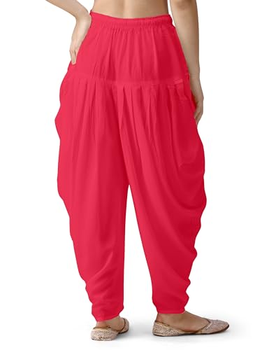 Image of Mehrang Loose Fit Rayon Dhoti Pant for Women Patiala Slawar Bottom Wear Harem Pants, Waist Free Size (26 Inch to 38 Inch)