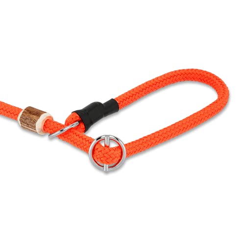 Moxonleine Melrose | Hochwertige und robuste Retrieverleine & Agilityleine | 2-in-1 Hundeleine | Halsband & Leine in einem mit Zugstopp | Länge: 130 cm x 8 mm (orange)