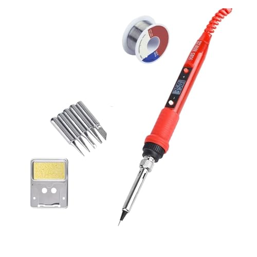 はんだごて セット 電気はんだごてキット 80W LCD デジタルディスプレイ 温度調節可能 はんだごて 溶接 修理ツール DIYや修理に多目的に使える(Red-03)