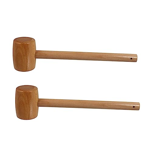 SOLUSTRE 2pcs Wooden Crab Mallets Natural Beech Seafood Cracking Hammers for Lobster Smooth Surface Mess Design for and DIY Projects