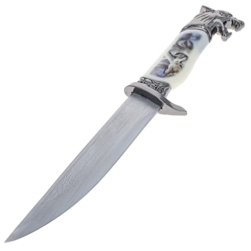 ASR Outdoor 13 inch Decorative Native Wolf Etched Blade Collectors Hunting Knife, Ornamental Scabbard and Handle - Thumbnail 4