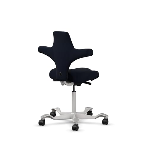 Image of HAG Capisco Sit to Stand Chair-Silver Frame-Upholstered Midnight Black