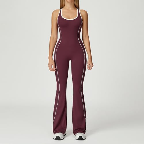 Ropa de yoga para mujer en color violeta claro mono deportivo acampanado plisado talla s 8