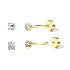 1Pairs 3mm-Gold-Dainty flat back earrings