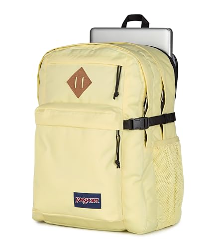 Image of JanSport Main Campus Backpack - Travel or Work backpack w 15-Inch Laptop Sleeve and Dual Water Bottle Pockets, Lemon Ice