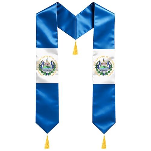 DASAOFA El Salvador Graduation Stole 75 Embroidered Salvadorian Flag Graduation Sash for High School & College Students