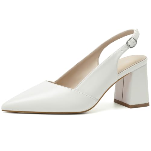 Image of Mostrin Kitten Heels for Women Slingback Pointed Closed Toe Heels Women's Pumps Shoes for Wedding, Party, Commuting
