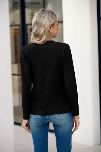 Bettysays Women's Casual Open Front Lightweight Cropped Cardigans Long Sleeve Sweater Soft Draped Peplum Knit Outwear3