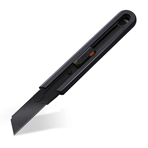 JIMIHOME Box Cutter Black, Heavy Weight Retractable Snap-off Utility Knife 18MM, G12013 Ultra-Sharp Knife