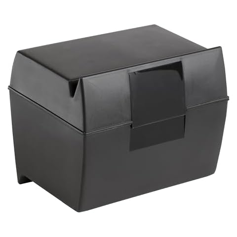 Oxford Plastic Index Card Box, Black Cover