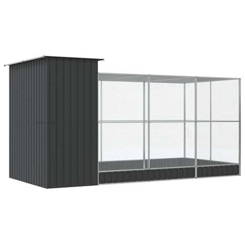 vidaXL Voliere mit Erweiterung Silber 416 x 203 x 216 cm Stahl