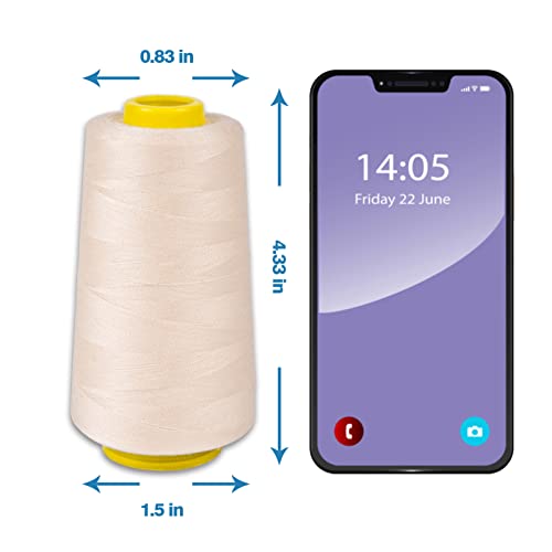 Serger Thread, All-Purpose Thread For Sewing, Ivory Thread, Polyester Sewing Thread, 4 Cones Of 3000 Yards Each Spool Thread For Sewing Machine Thread #TOP1