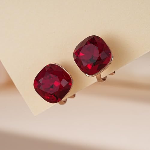 EVEVIC Austrian Crystal Square Cilp On Earrings for Women 14K Gold Plated Non Pierced for Sensitive Ears Jewelry Gifts for Anniversary3
