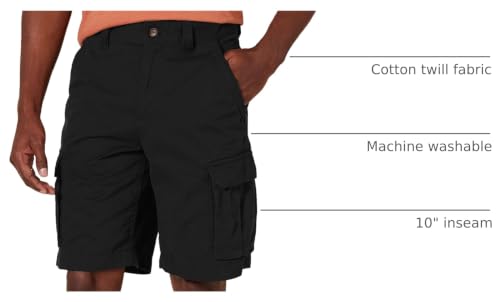 Image of Amazon Essentials Men's 10 inch Classic-Fit Cotton Cargo Shorts with Pockets, Zip Fly, Button Waist (Available in Big & Tall)