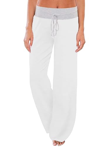 Image of iChunhua Women's Comfy Stretch Floral Print Drawstring Palazzo Wide Leg Lounge Pant