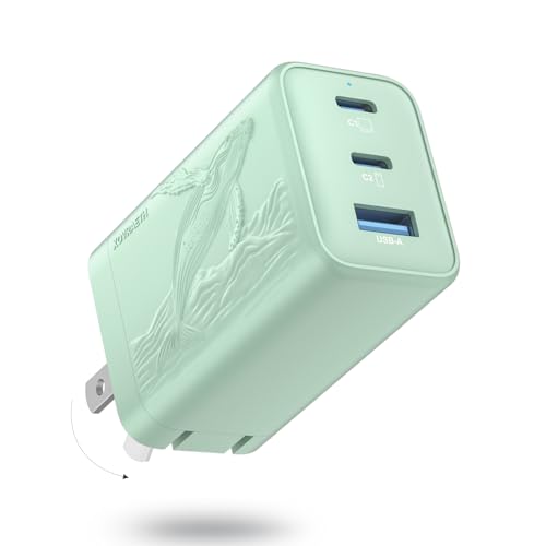 Image of 65W GaN Fast Charger Block,3-Port USB C Wall Charger,Compact Foldable Design, Compatible with iPhone 16 /15 Series,Galaxy S25 /S24 Ultra(Green)