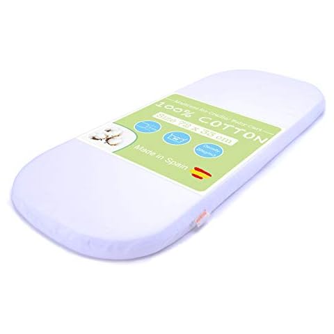 PEKITAS Colchón Ovalado Transpirable Capazo Moises 72x33x5 cm Cover