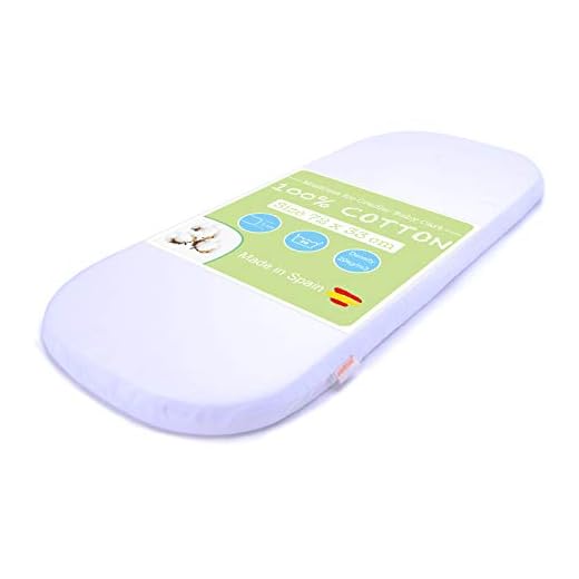 PEKITAS Colchón Ovalado Transpirable 72x33x5 cm Capazo Moises Funda Funda 100% Algodón Lavable