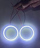 AUTO MT 2-PC CAR BIKE 70MM DRL Daytime Running Light Angle Eyes Led Ring Bike COB LED Angel Eyes Halo Ring DRL Halo Ring COB Chips (WHITE 70MM 2PC)