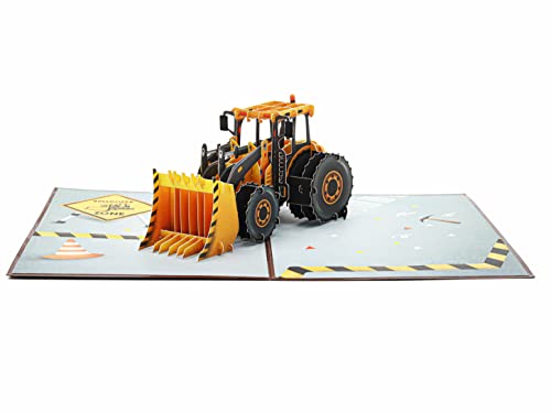 Liif Bulldozer 3D Greeting Pop Up Birthday Card For Kids, Happy Birthday Card For Boy, Son, Kid, Toddler, Funny, Father's Day, Grandson, Retirement | With Envelop | Size 7" X 5" #TOP2
